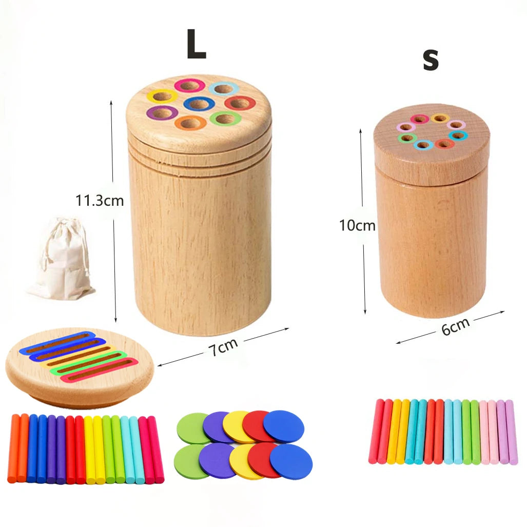 Montessori Wooden Matching Toy – Color Sorting Stick Balance Game for Fine Motor Skills and Math Learning