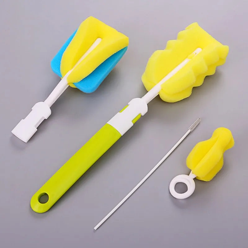 7-Piece Brush and Sponge Rotation Set for Cleaning Baby Pacifiers, Cups, and Nipples – Handheld Tools for Baby Feeding Bottle Cleaning