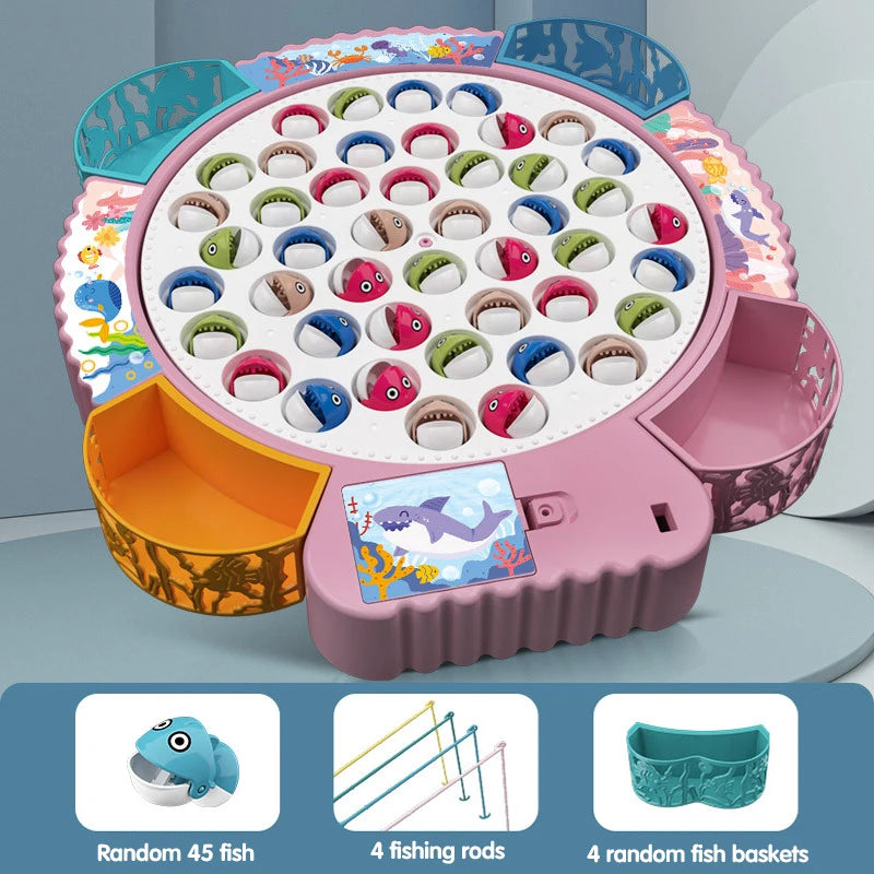 Children’s Electric Fishing Toy – Rotating Fish Interactive Board Game with Music, Parent-Child Skills Development