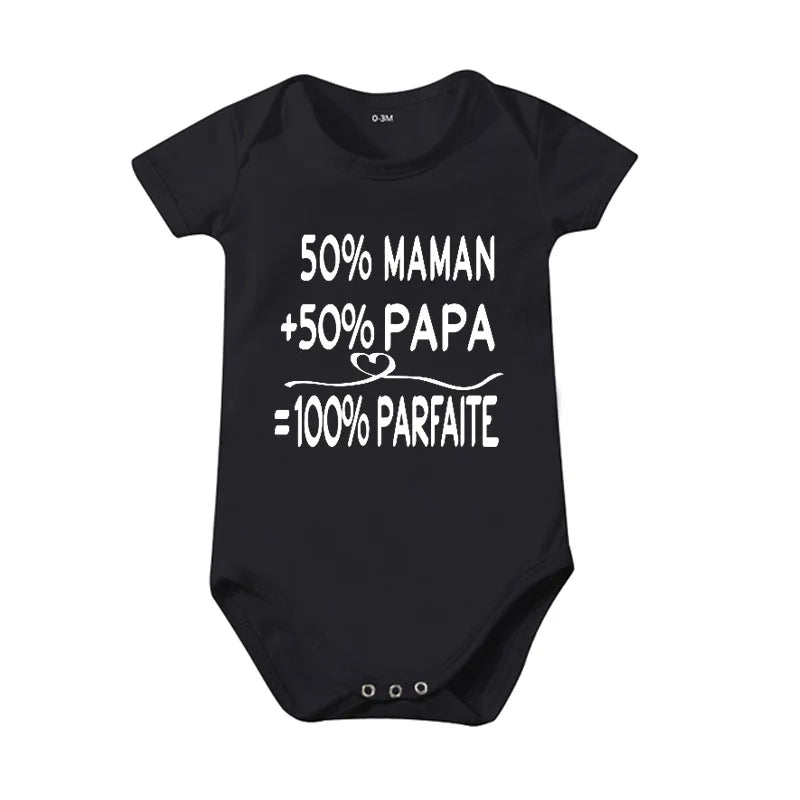 Popular "Mom+Dad=Me" Baby Romper – 100% Cotton Summer Onesie, Newborn Baby Clothes, Unisex Crawling Clothes, Comfortable and Cute