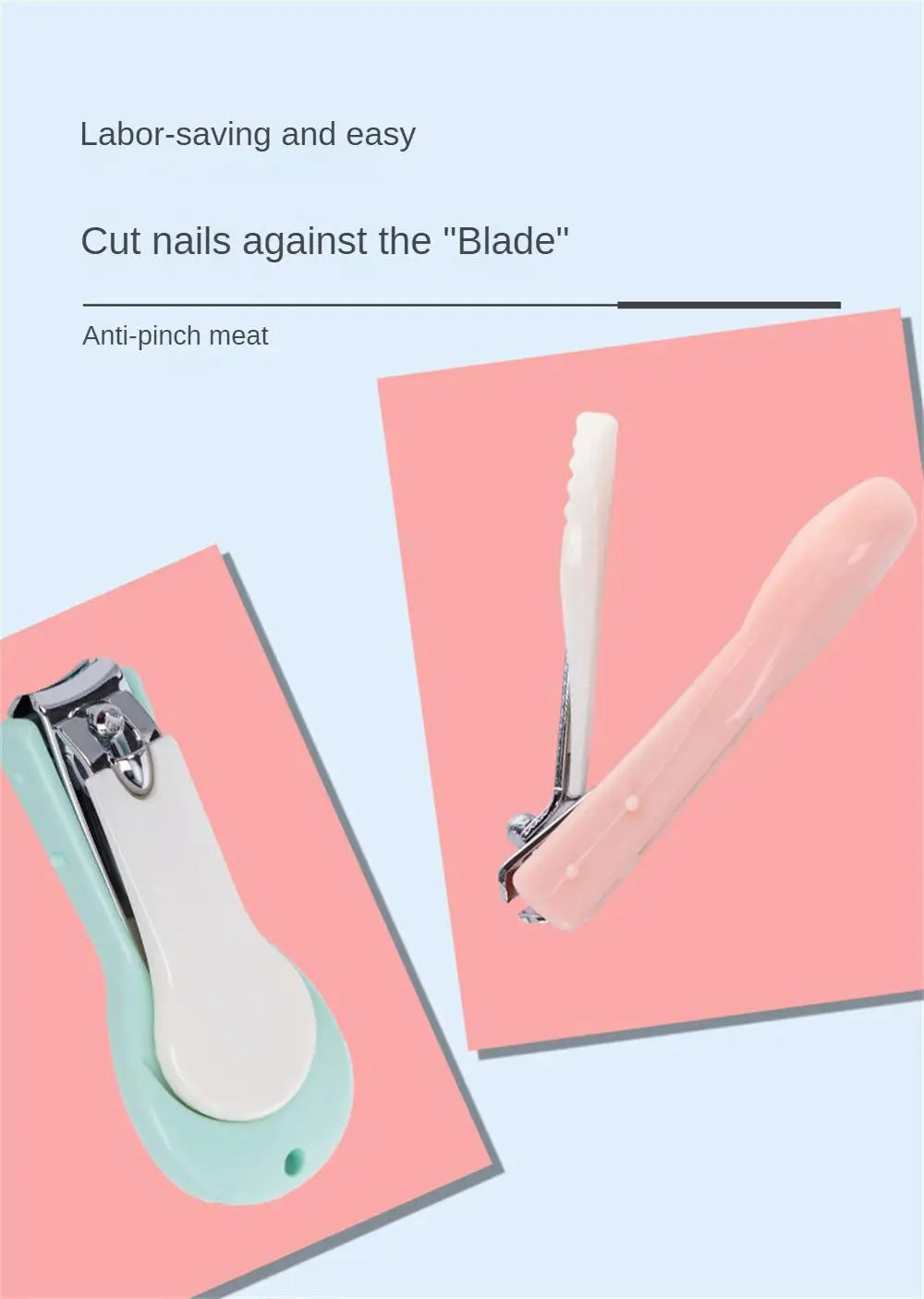 Clean Protective Cover Baby Nail Clippers, Stainless Steel Anti-Pinch Nail Clippers, Baby Nail Repair Safety