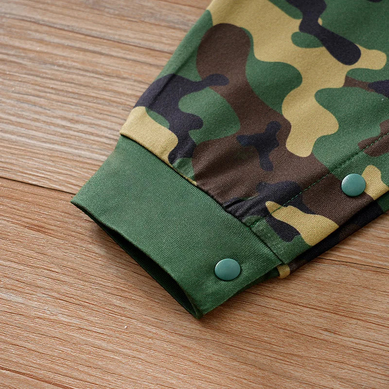 Newborn Baby Boy Jumpsuit – Long Sleeve Camouflage Footed Romper (0-12 Months, Boston Design)