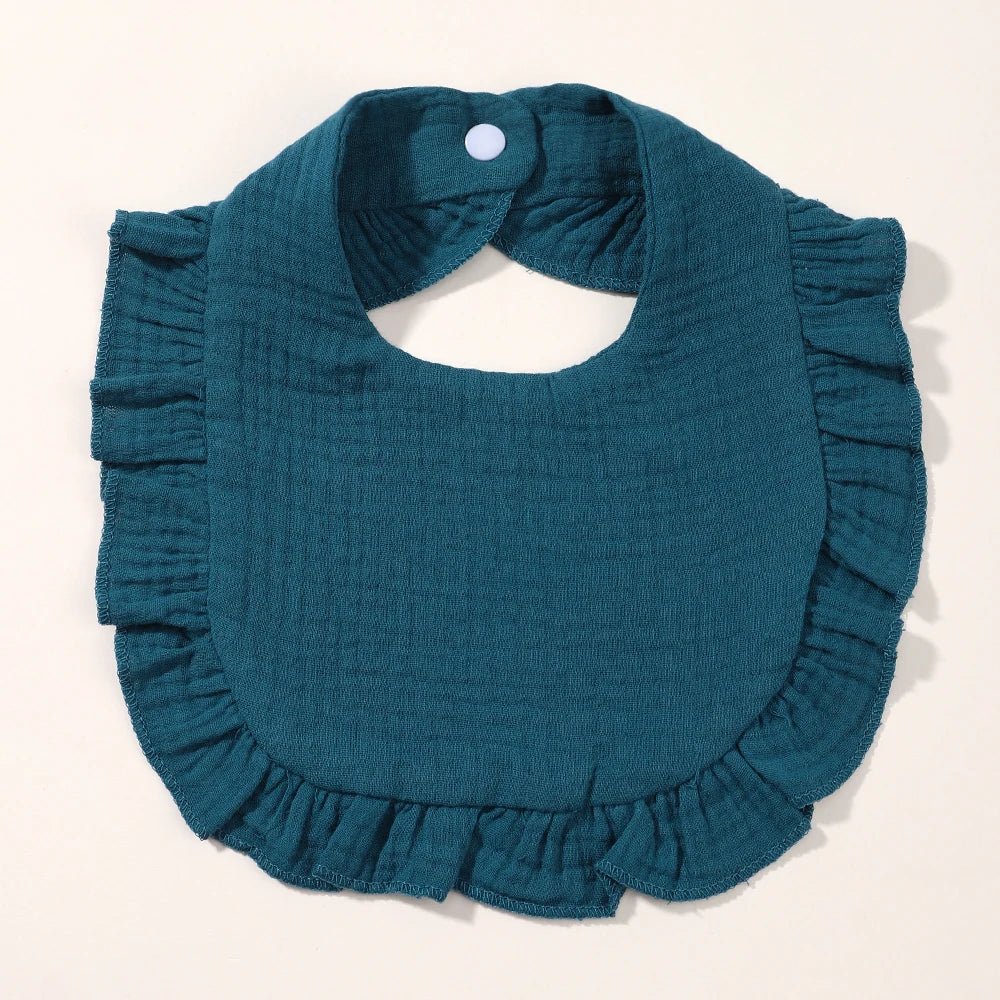 Newborn Baby Bibs & Burp Cloths | Solid Color Toddler Bandana Feeding Bibs, Ruffle Saliva Towel for Drool, Baby Accessories - Kidzy Market