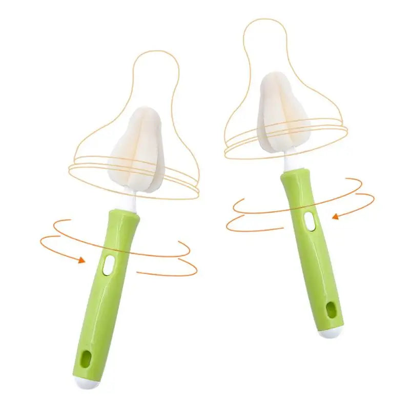 Sponge Brush Baby Nipple Milk Bottle Cup 360-Degree Cleaning Pacifier with 4 Replacement Sponge Heads for Special Cleaning