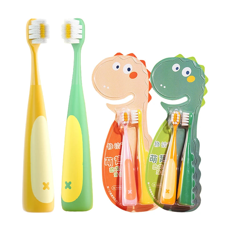 2/Box Dinosaur Toothbrush, Soft Bristle, High Density Brush Wire, Manual Toothbrush for Kids Oral Care