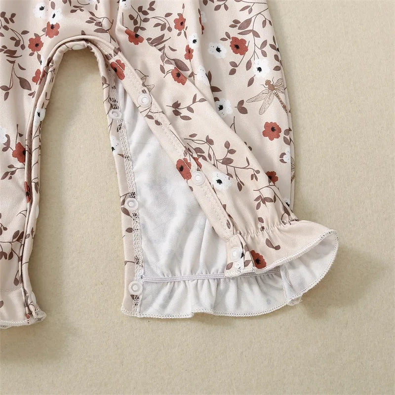 Baby Girl Floral Jumpsuit – Tie-Up Suspender Overalls Romper (Summer Outfit, 0-24 Months, 2024 New)