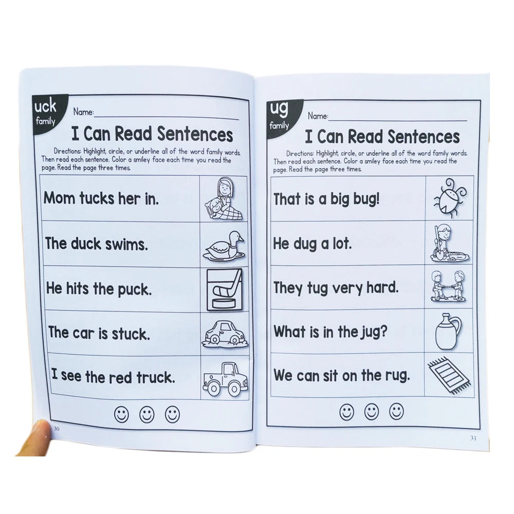English Phonics Sentence Practice Book – I Can Read Exercise Book for Kids (113 Pages)