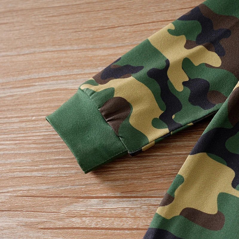 Newborn Baby Boy Jumpsuit – Long Sleeve Camouflage Footed Romper (0-12 Months, Boston Design)