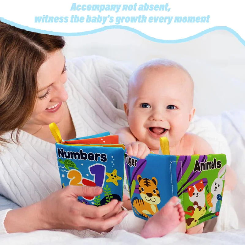 Soft Baby Fabric Book - Interactive Sensory Activity Cloth Book for Babies, First Educational Montessori Early Learning Game