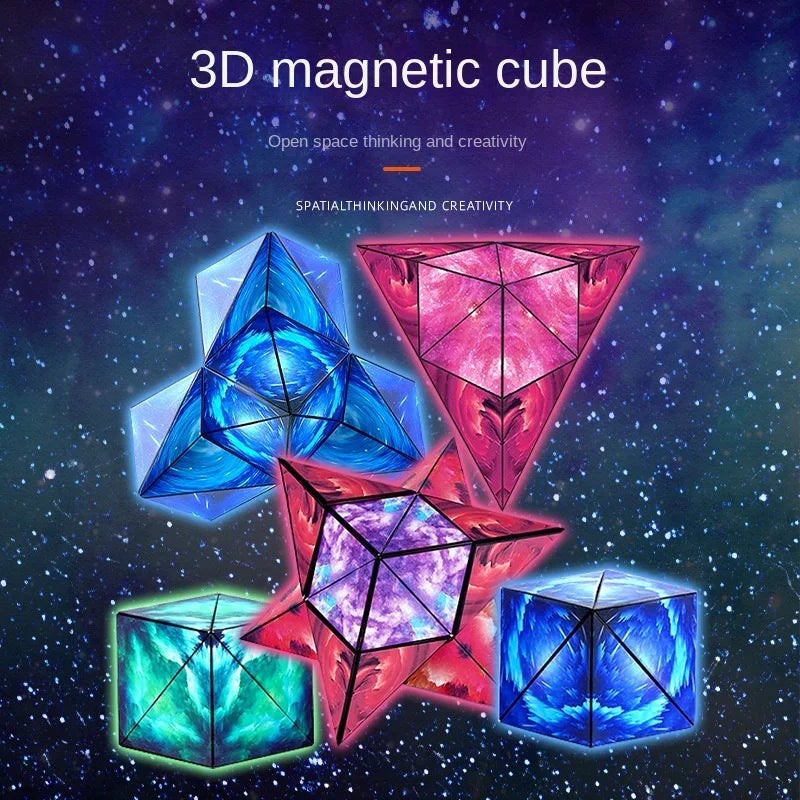 Variety Geometric Changeable Magnetic Magic Cube, Anti-Stress 3D Hand Flip Puzzle Cube, Kids Stress Reliever Fidget Toy