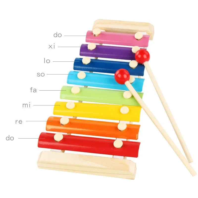 Wooden 8-Tone Multicolor Xylophone – Wooden Musical Instrument Toy for Babies and Kids, Perfect for Early Learning and Musical Exploration.