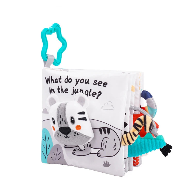 Baby Books Toys - Crinkle Soft Cloth 3D Touch and Feel, High Contrast Sensory Activity Toy for Early Education, Stroller Toy