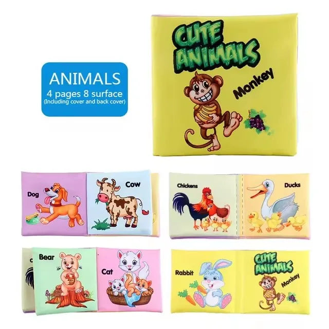 Baby Cloth Book Set – Early Learning Cognitive Toy with Fruits, Animals, Numbers, and Food for Toddlers Ages 12–72 Months