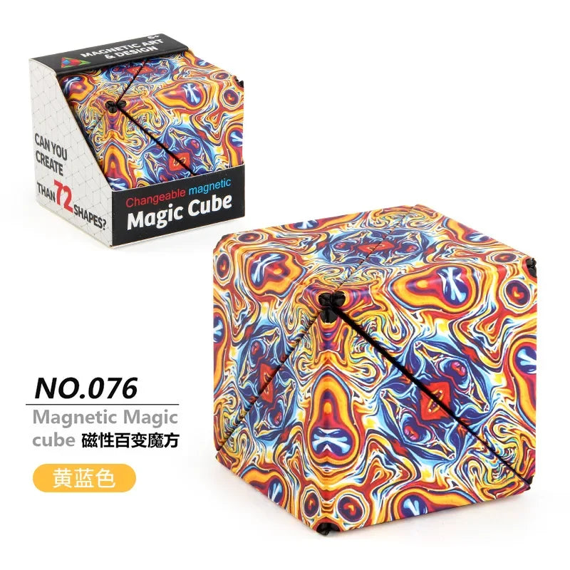 Variety Geometric Changeable Magnetic Magic Cube, Anti-Stress 3D Hand Flip Puzzle Cube, Kids Stress Reliever Fidget Toy