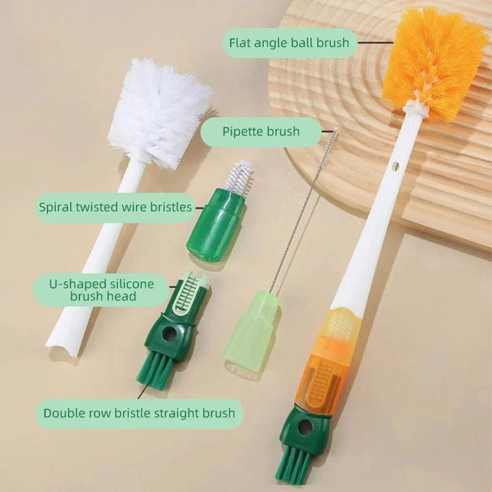 5 in 1 Mother-Child Baby Bottle Cup Cleaning Brush Feeding Clean Tool Set, Water Bottle Cleaning Brush