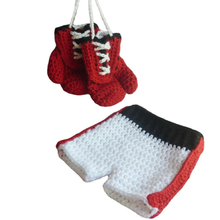 Fashion Children’s Photography Clothing – Handmade Wool Knitted Baby Boxing Outfit & Accessories for Photo Shoots