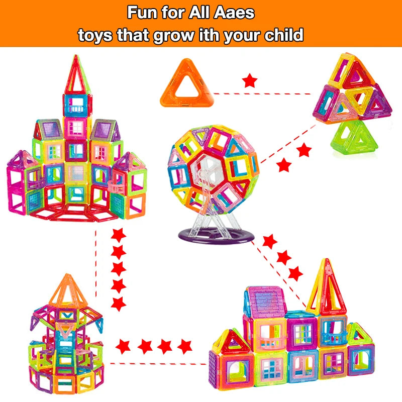 64-184PCS Kids Magnetic Building Blocks Mini Size STEM Construction Set