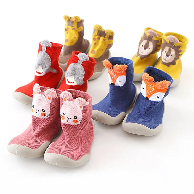 Baby First Walker Shoes – Soft Rubber Sole Non-Slip Knit Booties for Infants & Toddlers (Boys & Girls)