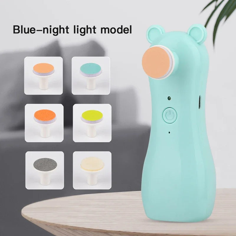Baby Nail Grinder – Rabbit & Bear Rechargeable Anti-Clamping Nail Clippers, Electric Nail Grinder Set for Newborn Care