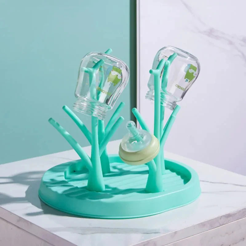 Baby Bottle Drying Rack - Portable Cleaning Dryer and Bottle Holder for Feeding Bottles, Accessories, and Drain Tray