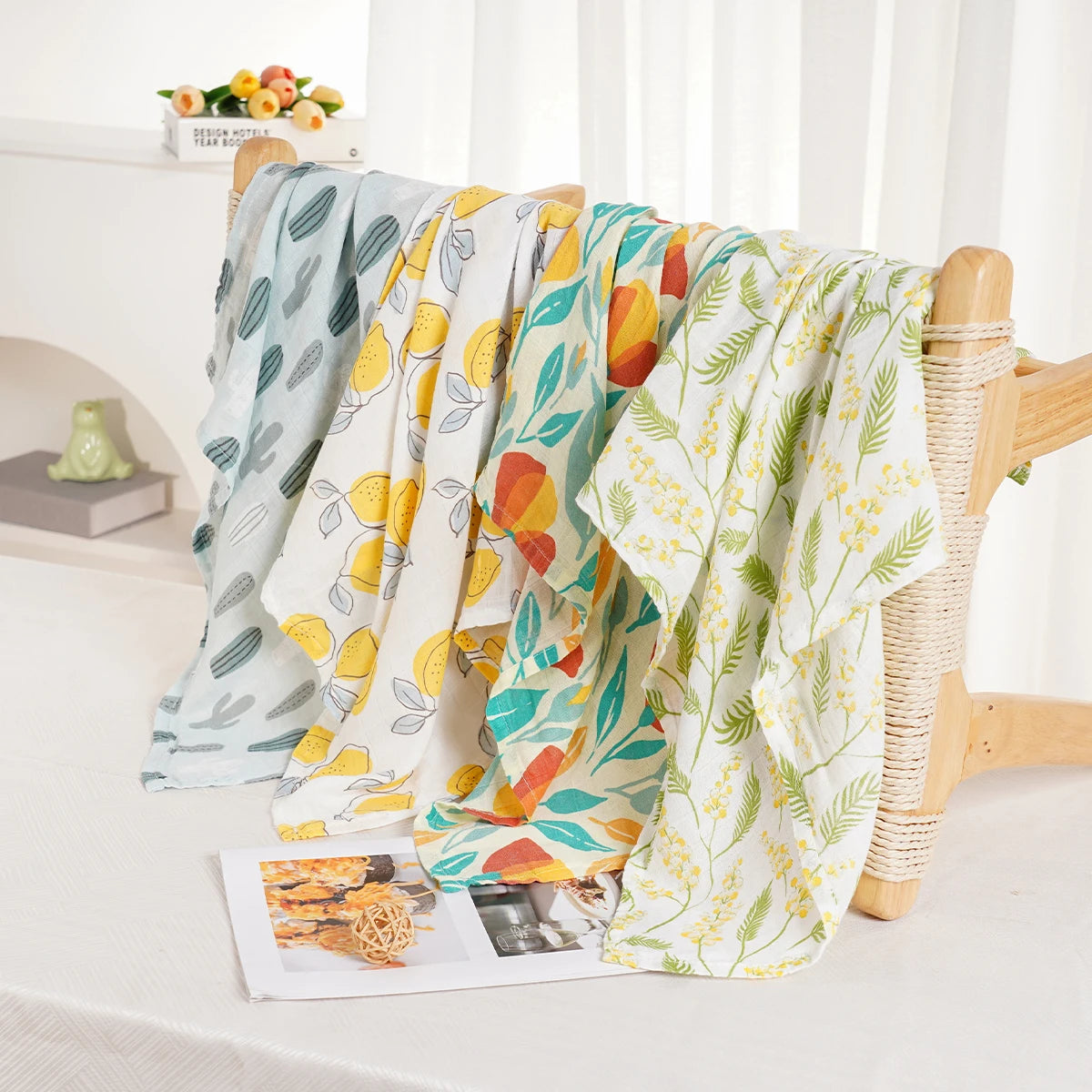 Elinfant 4-Piece Set – Soft Muslin Baby Burp Cloths & Drool Bibs, 60x60cm Comfortable Baby Scarf Blanket - Kidzy Market