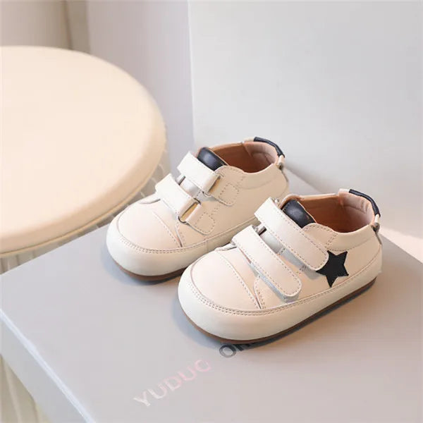 0-5 Years New Baby Shoes – Microfiber Leather Barefoot Toddler Boys & Girls, Soft Sole Outdoor Tennis Fashion Kids Sneakers