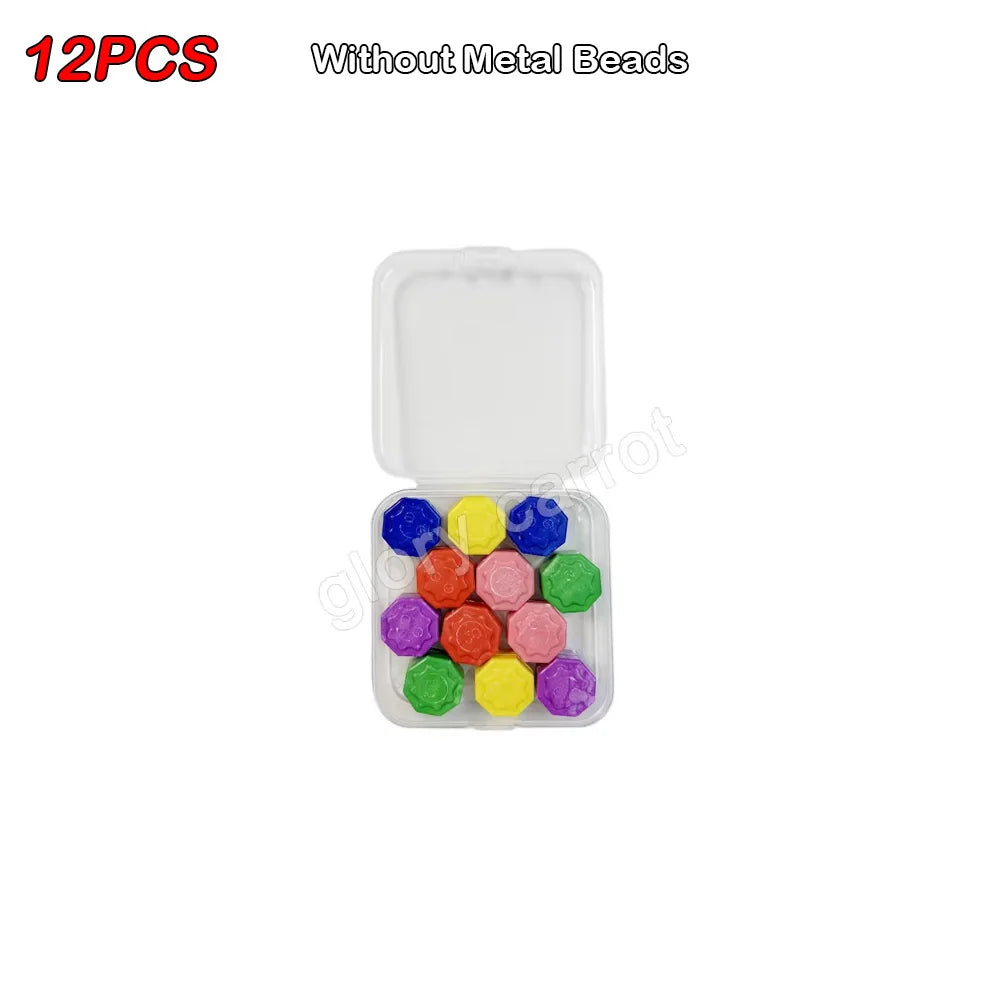 Korea Traditional Gonggi Game Set - 5/12 Pcs with Weighted Jack Stones & Metal Beads, Finger Exercise Toy