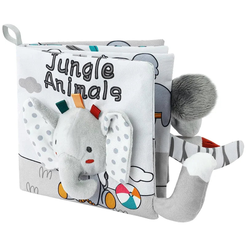 Baby Books Toys - Crinkle Soft Cloth 3D Touch and Feel, High Contrast Sensory Activity Toy for Early Education, Stroller Toy