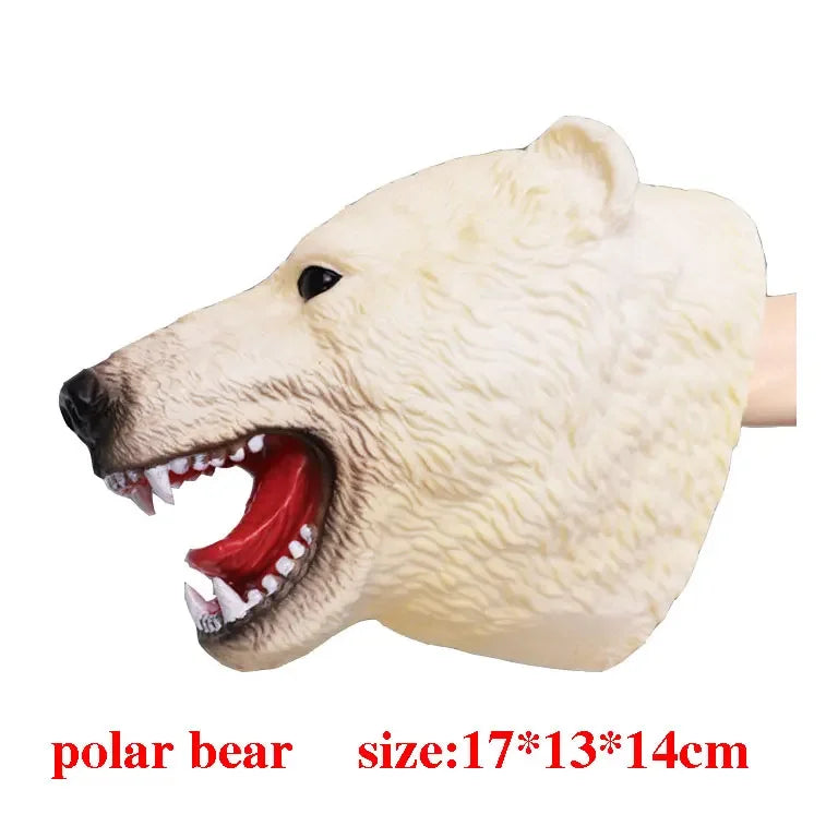 Soft Vinyl Dinosaur Hand Puppet, Rubber Animal Head Toy Glove Gift for Halloween