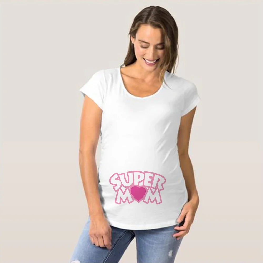 Baby Loading Pls Wait Pregnant Women T-shirt Funny Pregnancy Shirts for Moms Cute Pattern Maternity Shirt Short Sleeve Tops