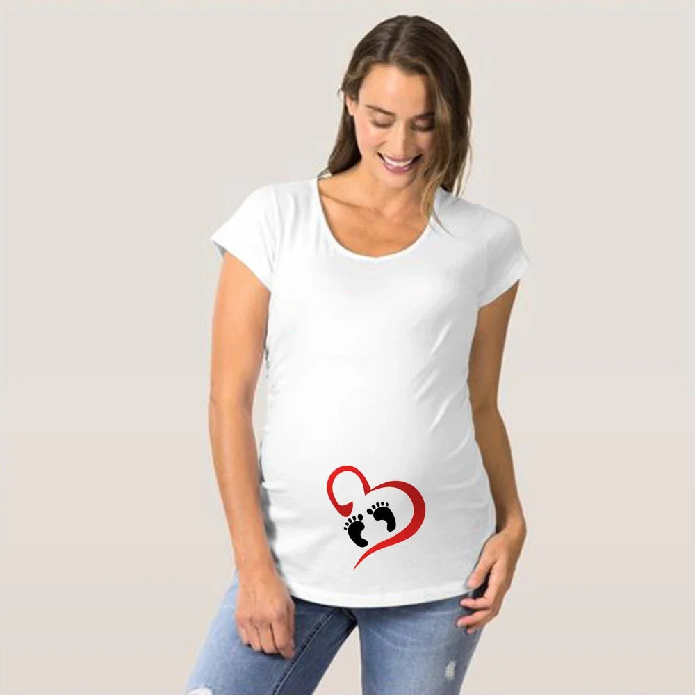 Baby Loading Pls Wait Pregnant Women T-shirt Funny Pregnancy Shirts for Moms Cute Pattern Maternity Shirt Short Sleeve Tops