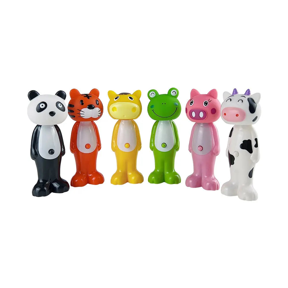 Baby Retractable Bounce Up Toothbrush, Cute Animal Shaped Teethers, Soft Bristle Oral Kids Teeth Care Cleaning