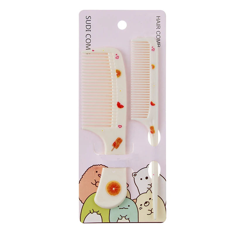 2Pcs/Set Cute Kids Hairdressing Comb - Anti-static Pointed Tail Comb for Girls - Strawberry Fruit Pattern Kids Hair Comb