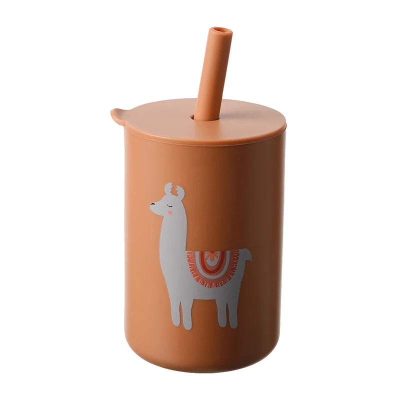 Baby Feeding Drinkware Straw Cup, Cartoon Learning Feeding Cup, Food Grade Silicone Toddler Water Bottle, BPA-Free Tableware