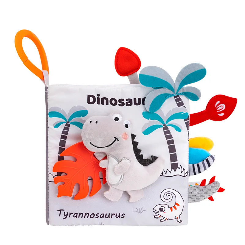 Baby Books Toys - Crinkle Soft Cloth 3D Touch and Feel, High Contrast Sensory Activity Toy for Early Education, Stroller Toy