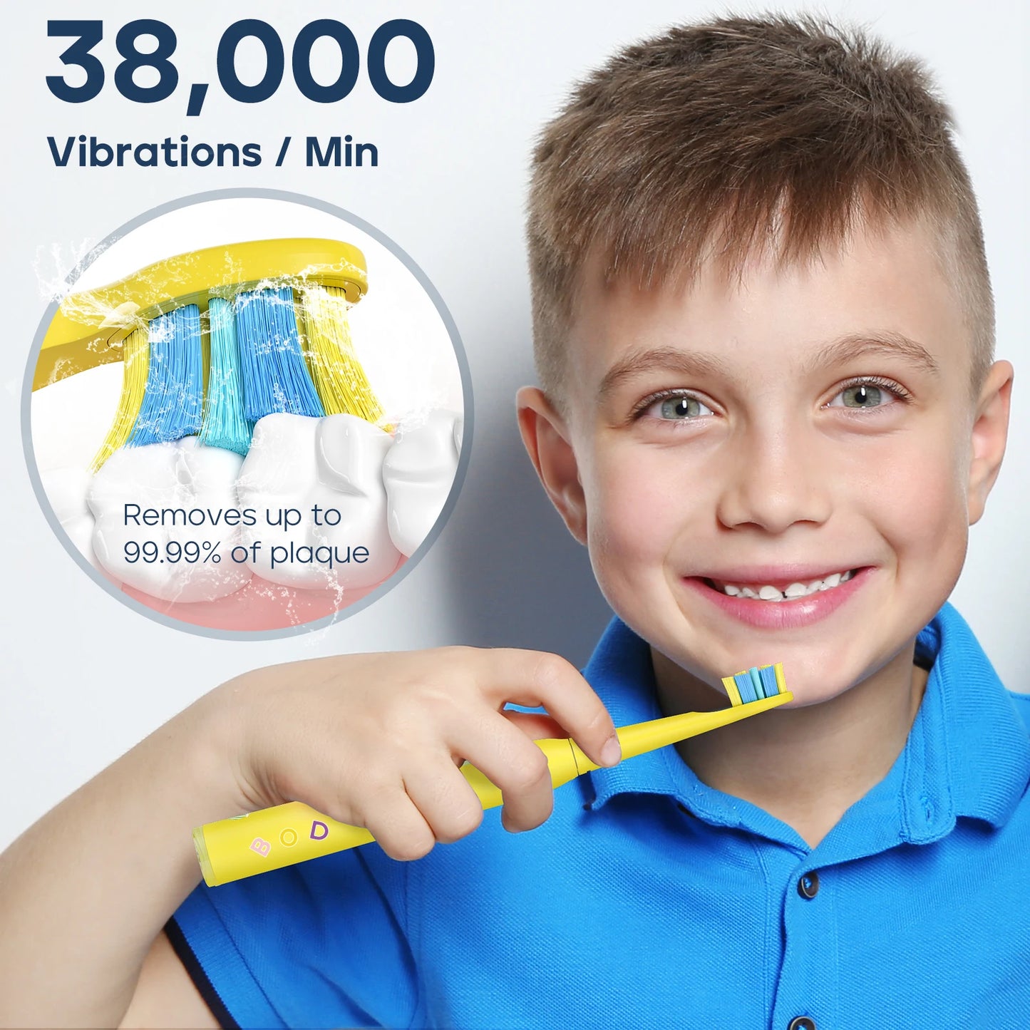 Seago Kids Electric Toothbrush for 6+ Years - 5 Modes Rechargeable IPX7 Waterproof Sonic Toothbrush with Replacement Head SG-2303