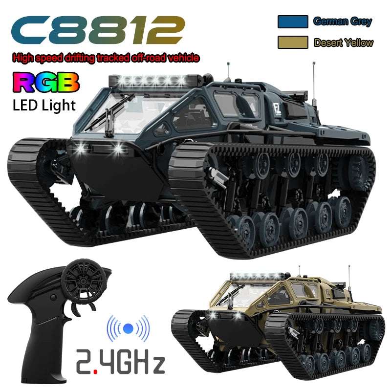 JJRC C8812 RC Tracked Tank with LED Lights and Drift Remote Control