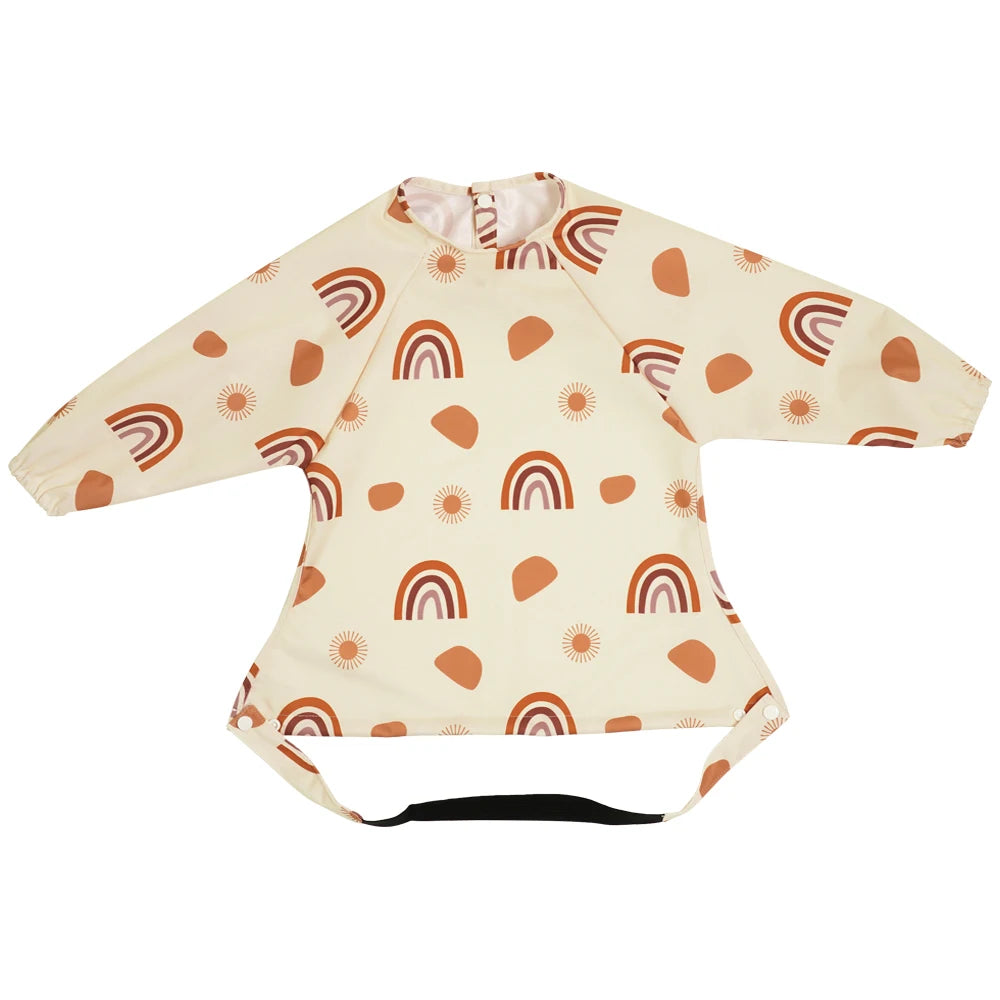 HappyFlute Baby Feeding Bibs | Waterproof Polyester One-Piece Long Sleeve with Snap Button Design | Mess-Proof for Table Use - Kidzy Market