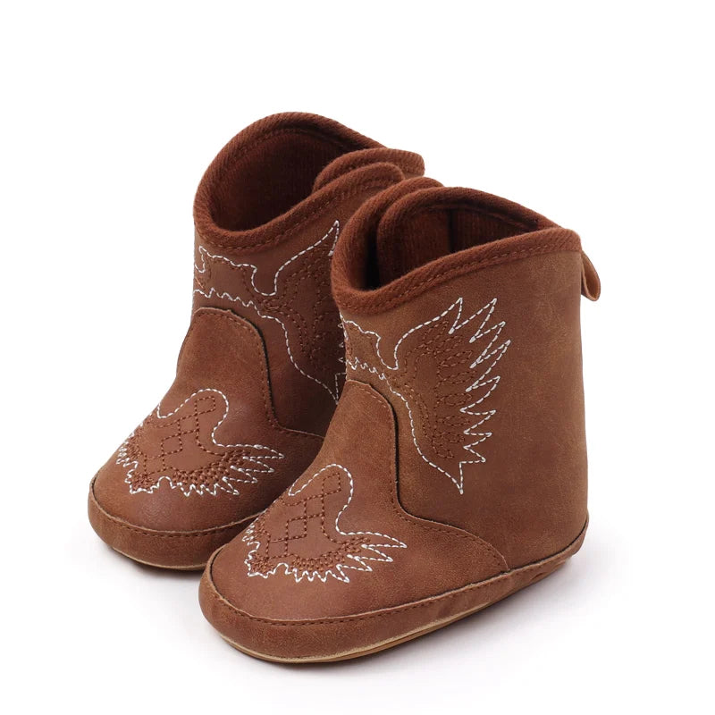 Baby Boys Girls Winter Solid Color Toddler Boots, Rubber Soft Bottom Boots, Embroidered Printed Baby Boots
