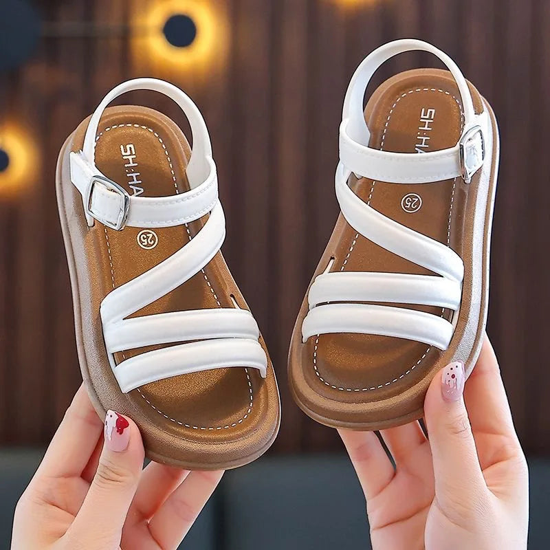 Girls’ Sandals – Summer Casual Flat Shoes, Non-Slip Fashion Beach Sandals for Kids