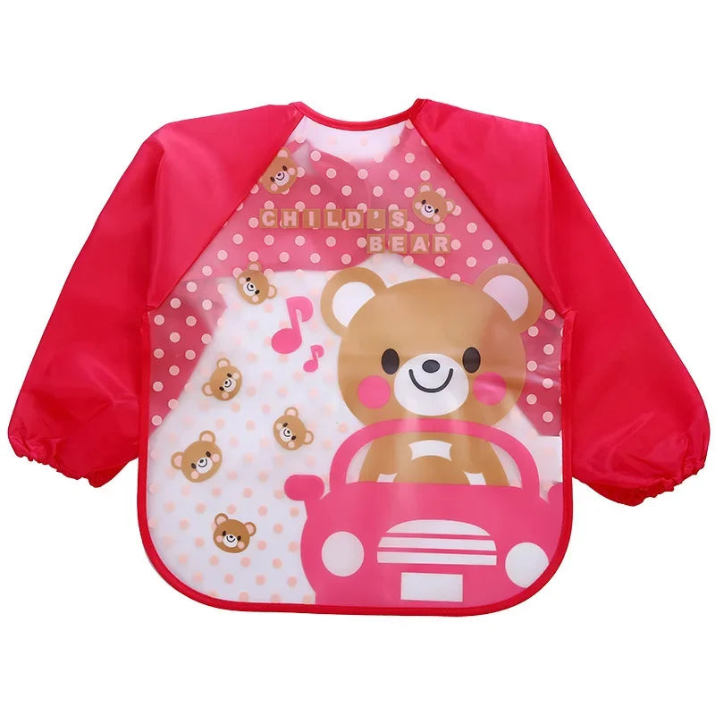 Waterproof Baby Eating Smock – Toddler Cartoon Long Sleeve Art Apron, Soft Feeding Bib & Burp Cloth for Boys & Girls - Kidzy Market