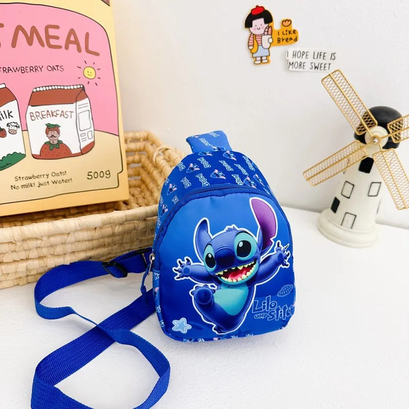 Kawaii Stitch Disney Girls Chest Bag – Cute Mini Outdoor Shoulder Bag for Boys & Girls, Children Zipper Waist Bag, Xmas Gift - Kidzy Market