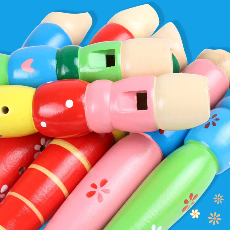 Colorful Wooden Flute Toy – Educational Musical Instrument for Kids, Trumpet Bugle Style Hooter, Fun Learning Toy for Children