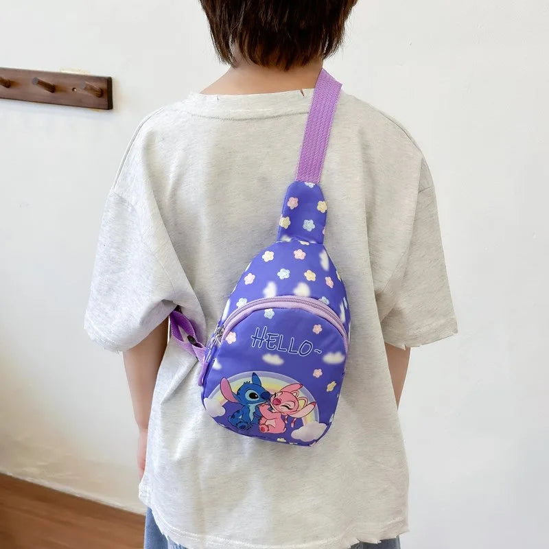 Kawaii Stitch Disney Girls Chest Bag – Cute Mini Outdoor Shoulder Bag for Boys & Girls, Children Zipper Waist Bag, Xmas Gift - Kidzy Market