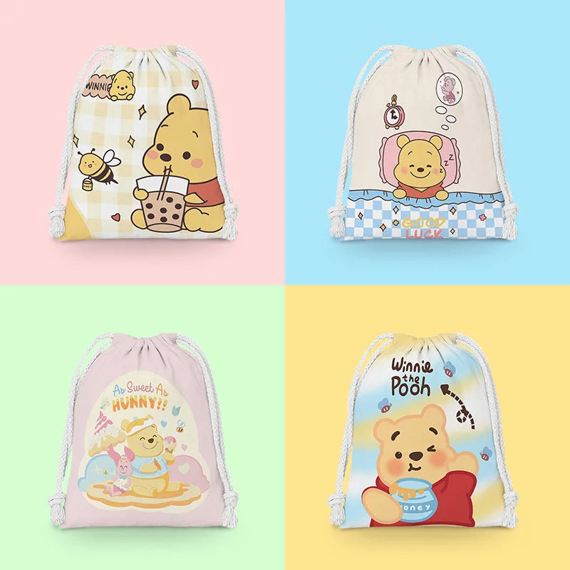 Anime Winnie the Pooh Backpack – Cartoon Pooh, Eeyore & Tigger Drawstring Bag, Student Nonwoven Storage Bag, Kid Shower Supplies & Gift - Kidzy Market