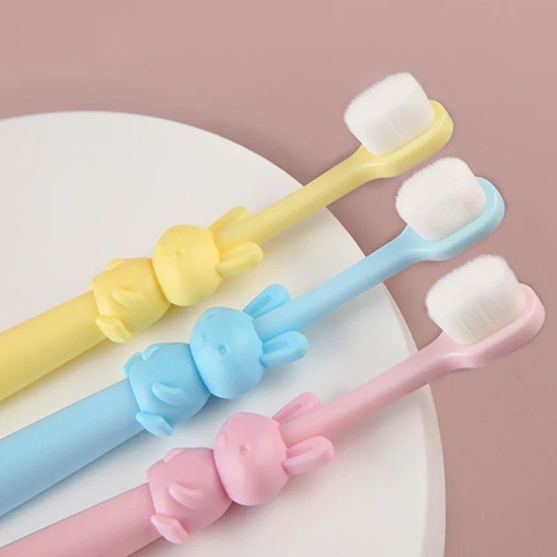 Children’s Toothbrush Oral Care Manual Toothbrush for Baby, Cartoon Rabbit Design, Oral Hygiene Gifts & Toys, 2 Styles