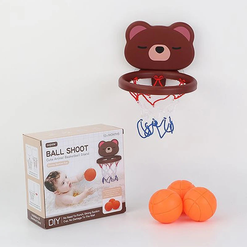 Children’s Mini Bear Basketball Set – Cute Bathroom & Pool Bath Toy, Shoot at the Basket Game