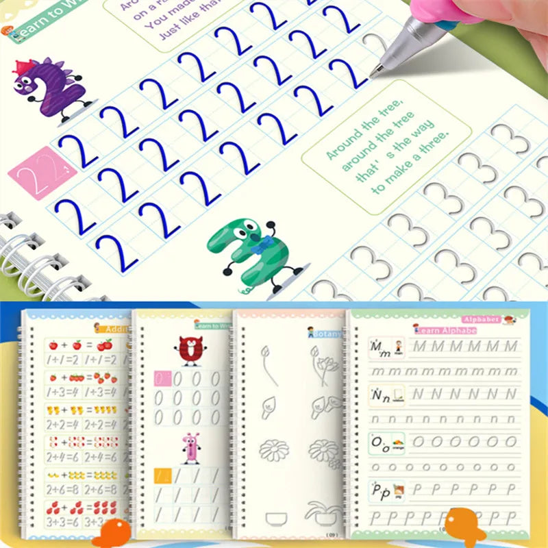 Reusable Magic Copybook – Montessori Drawing and Writing Toy for Kids with Pen Control Training and Educational Stickers