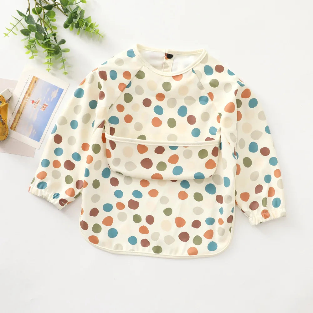 Waterproof Long-Sleeve Baby Bib with Pocket – Full-Cover Feeding Apron & Smock - Kidzy Market