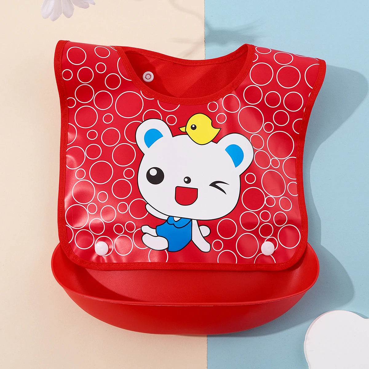 Security Cartoon Print Baby Bibs for Boys & Girls | Waterproof Soft Silicone Kids Burp Cloth with Pocket, Feeding Bib for Children - Kidzy Market
